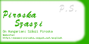 piroska szaszi business card