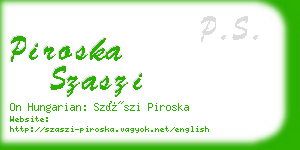 piroska szaszi business card